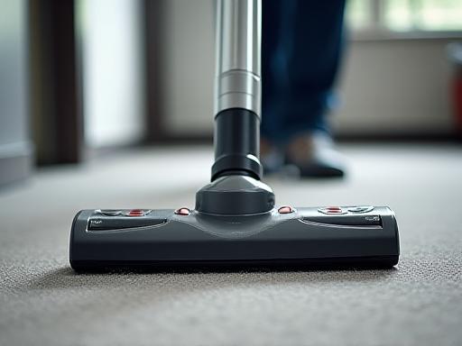 Professional vacuum cleaner in action on a carpet