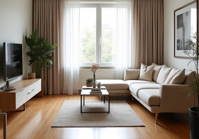 Sparkling living room after routine housekeeping